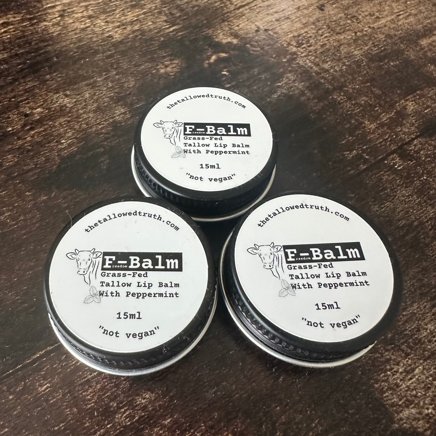 F-Balm "free speech"  Premium Tallow Peppermint Lip Balm 15ml - 3 Pack