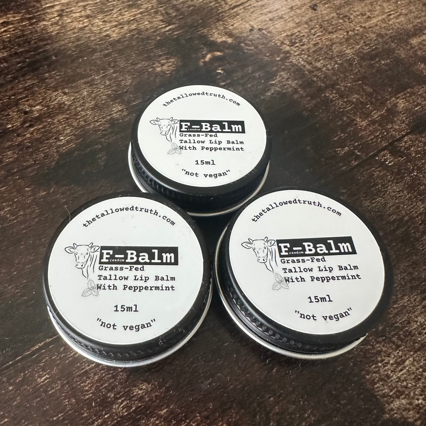 F-Balm "free speech" lip balm - Premium Tallow Peppermint Lip Balm 15ml - 3 Pack